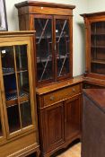 Late 19th/Early 20th Century inlaid mahogany astragal glazed four door cabinet bookcase