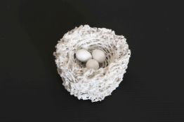 A BRISTOL PORCELAIN MODEL OF A BIRD'S NEST, CIRCA 1850, modelled by Edward Raby for Pountney & Co,