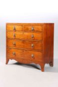 A REGENCY MAHOGANY CHEST OF DRAWERS, with two short over three long graduated drawers,