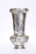 A LIBERTY & CO A TUDRIC PEWTER "TREE OF LIFE" VASE, DESIGNED BY DAVID VEAZEY, number 0763,