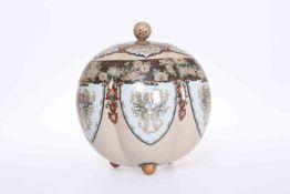 A JAPANESE CLOISONNE ENAMEL LOBED JAR AND COVER, early 20th Century,