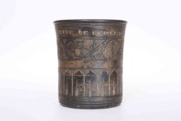 A DEAD SEA STONE BEAKER, engraved PIERRE DE LA MER MORTE,