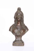 MASONIC INTEREST A FRENCH PATINATED BRONZE BUST, 19TH CENTURY, modelled as Marianne Maçonnique,