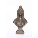 MASONIC INTEREST A FRENCH PATINATED BRONZE BUST, 19TH CENTURY, modelled as Marianne Maçonnique,