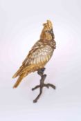 A LARGE COLD PAINTED BRONZE OF A COCKATOO, perched on a branch, bears B in a vase mark,