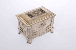 A WHITE METAL AND ENAMEL CASKET IN LIBERTY STYLE,