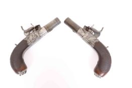 A PAIR OF PERCUSSION POCKET PISTOLS BY FISHER OF BRISTOL,