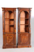 A NEAR PAIR OF MAHOGANY BOOKCASES, one with stop-fluted pilasters,
