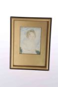 A PORTRAIT MINIATURE OF A LADY, on ivory, 19th Century, possibly indistinctly signed upper right,