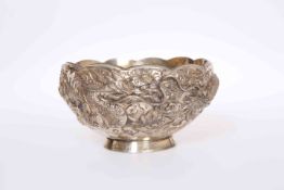 A CHINESE SILVER BOWL, LATE 19TH CENTURY, double walled,