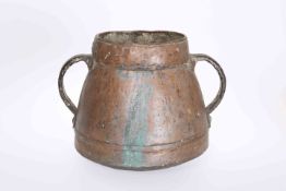 A COPPER TWO-HANDLED VESSEL, 18th or 19th Century.