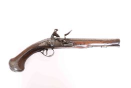 A FLINTLOCK PISTOL BY T.