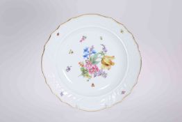 A MEISSEN SHALLOW DISH, LATE 19TH CENTURY, painted with a principal floral spray,