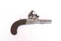 A FLINTLOCK BOXLOCK MUFF PISTOL BY D.