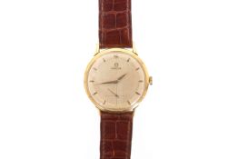 A 1960'S OMEGA HONEYCOMB DIAL 18 CARAT GOLD WRISTWATCH, with subsidiary seconds.