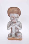 AN UNUSUAL TERRACOTTA OF AN AFRICAN LOWER CONGO BAKONGO BASUNDI ANCESTRAL SHRINE FEMALE FIGURE,