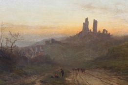 ALFRED WALTER WILLIAMS (1824-1905), SUNSET OVER CORFE CASTLE, signed and dated 1890,
