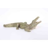 A COLD PAINTED BRONZE OF A CROCODILE,