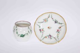 A BRISTOL PORCELAIN SUCRIER AND SAUCER, CIRCA 1775,