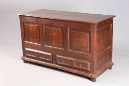 AN EARLY 18TH CENTURY OAK MULE CHEST, with three panel front above two moulded front drawers.