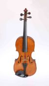 A VIOLIN, with 12½-inch two-piece back, bears label Mathias Neüner, cased.