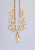 A MID VICTORIAN SEED PEARL SET NECKLACE, of fringe style,