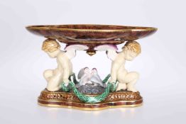 A MINTON MAJOLICA CENTREPIECE,