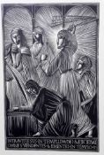 ERIC GILL (1882-1940), ELIZ. G. AND CHRIST AND THE MONEY-CHANGERS, two wood engravings, framed.