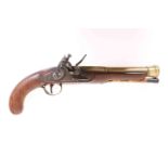 A BRASS BARRELED FLINTLOCK BLUNDERBUSS PISTOL BY STANTON OF OSWESTRY,