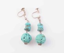A PAIR OF TURQUOISE EARRINGS,