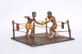 A COLD PAINTED BRONZE OF A BOXING MATCH,