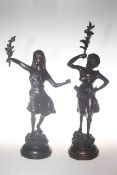 Pair replica bronze lady figures