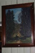 Heinz Gorner, Framed oil on canvas, figure in a wooded landscape,