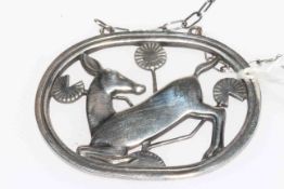 Georg Jensen silver deer pendant and chain