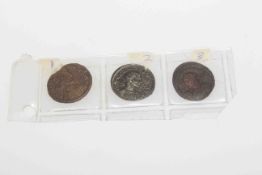 Box with three Roman coins
