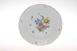 Late 19th Century Meissen shallow dish painted with floral spray 28cm diameter.