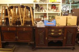 Victorian carved sideboard base and mahogany mirror backed sideboard (woodworm to back panel)