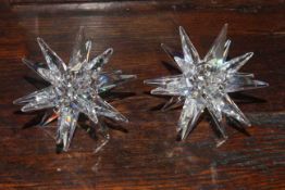 Pair Swarovski star candlesticks with boxes