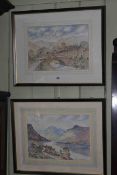 Peter Simpson, Muker and Wastwater, pair watercolours, both signed lower right, 25.
