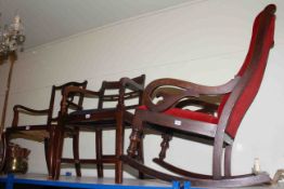 Victorian scroll arm rocking chair,