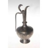 Indian Moorish style metal ewer with cobra handle,