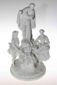 Parian group with figures and flower garlands,