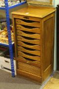 Early 20th century oak tambour front filing cabinet, 101cm high,