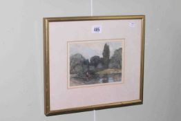 David Cox, Figures in a Boat on a River, watercolour sketch, signed lower left, 12.5cm x 17.