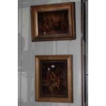 Two gilt framed chrystoleums of figures in interior scenes