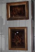 Two gilt framed chrystoleums of figures in interior scenes