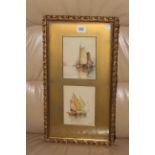 F J Aldridge, Dutch and Venetian boats, watercolour studies, signed lower right, framed as one,
