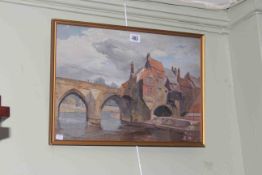 Alfred Waterhouse RA, Elvet Bridge, Durham, watercolour, initialled and dated 1897 lower right, 30.