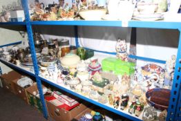 Large collection of china, metal ware, pottery including Imari style cats, Lilliput Lane cottages,