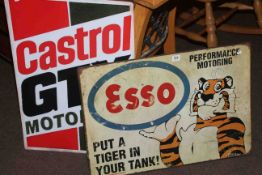 Two signs Esso and Castrol